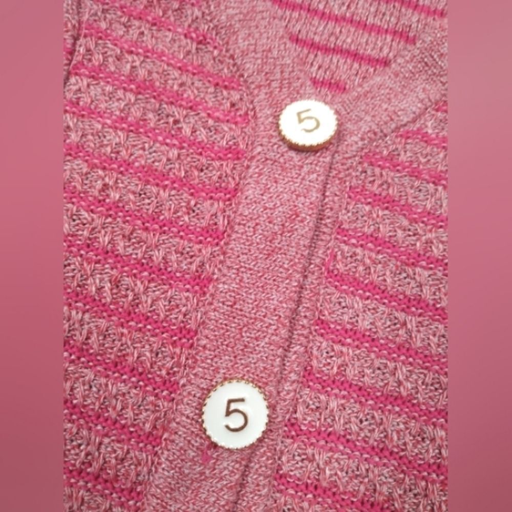 Pink # 5 Buttons Cookie Kudos Knit Women's Sweater Cardigan Buttons SZ small - Picture 7 of 15